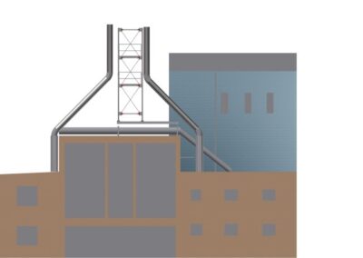 Schornsteinanlage auf einer Fabrik